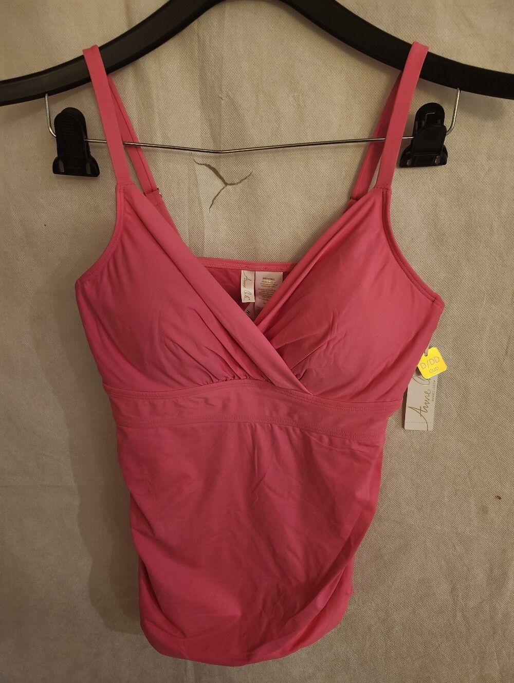 Anne Cole Women's Ruch Tankini Swimsuit Top In Pink Sz 36DD/ 38D